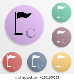 Golf flag and golf ball badge color set icon. Simple glyph, flat vector of sport icons for ui and ux, website or mobile application