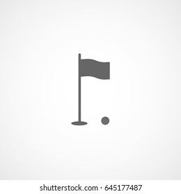 Golf Flag And Ball Flat Icon On White Background