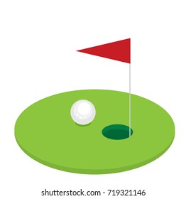 Golf flag with ball. Flat style design - vector