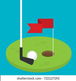 Golf flag with ball. Flat style design - vector