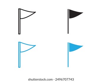 golf flag and ball icon black and white vector outline sign