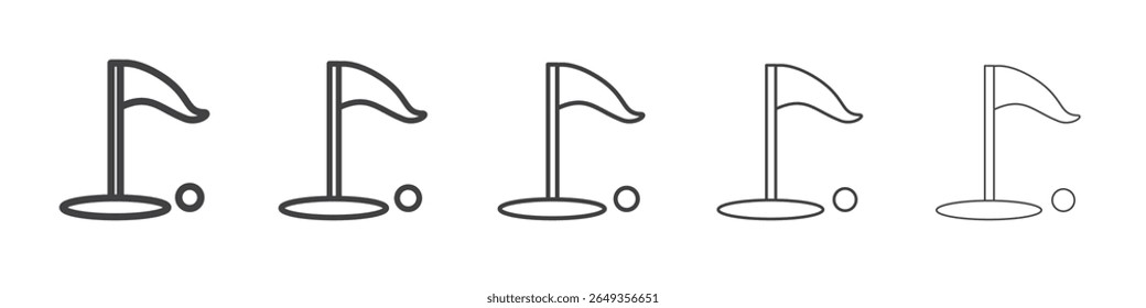 bandera de golf e icono de bola Símbolo de ilustración de gráficos de línea