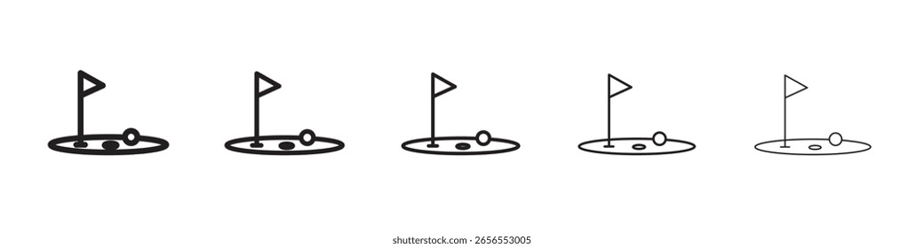 Bandera de golf e icono de bola Ilustración simple Logotipo Arte