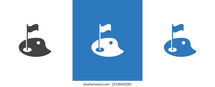 golf flag and ball icon thin line illustration