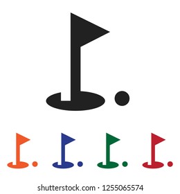 Golf flag and ball icon vector