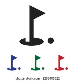 Golf flag and ball icon vector