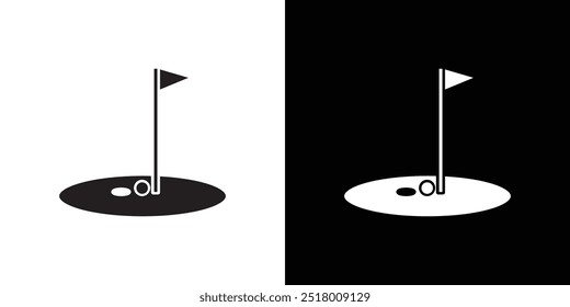 golf flag and ball icon Vector flat thin line illustration