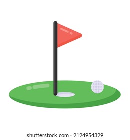 Golf flag with ball in trendy flat style 

