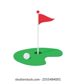 Golf Flag And Golf Course Icon Vector Design.