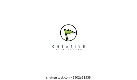 Golf flag, golf course logo design vector illustration.