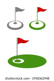 golf flag game 3d icon emblem isolate on white background
