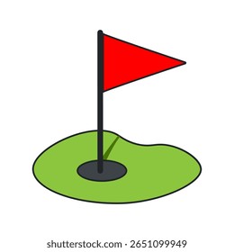 golf flag with green grass icon vector illustration