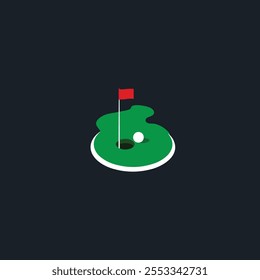Golf flag hole icon flat vector design