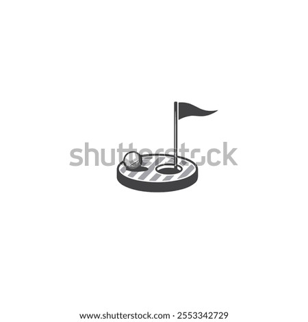 Golf flag hole icon flat vector design