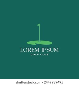 Golf flag in hole minimal logo. Golf course symbol vector illustration