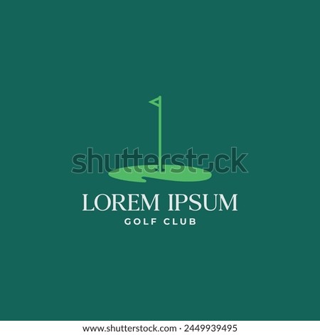 Golf flag in hole minimal logo. Golf course symbol vector illustration