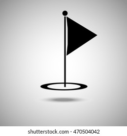 Golf flag icon. Flat style. Grey background. Vector illustration.