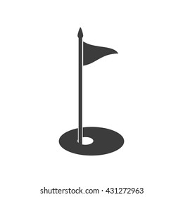 Golf flag icon. Flat vector illustration in black on white background. EPS