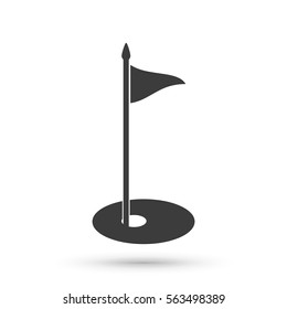 Golf Flag Icon. Flat Vector Illustration In Black On White Background. EPS 10