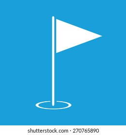 Golf Flag Icon. Illustration Of Mini Golf Flag With Pole Vector Icon Blue