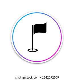 Golf flag icon isolated on white background. Golf equipment or accessory. Circle white button. Vector Illustration