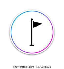 Golf flag icon isolated on white background. Golf equipment or accessory. Circle white button. Vector Illustration