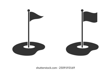 Ilustración de diseño de Vector de logotipo de bandera de golf negro blanco