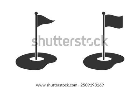 golf flag icon logo vector design illustration black white