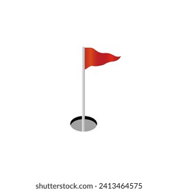 Golf Flag icon. Red golf flag. waving golf flag. Vector design