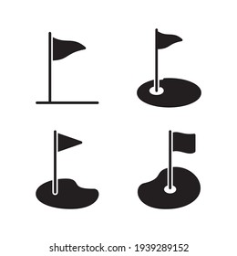 Golf Flag Icon Set Vector Template Illustration In Trendy Flat Style