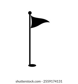 Golf flag icon in trendy silhouette style design, Vector illustration isolated on a white background