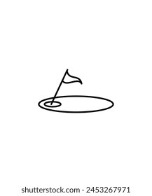 Golfflaggen-Symbol, Vektorgrafik-Beste-Linie-Symbol.