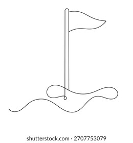 Icono de línea de bandera de golf en Ilustración vectorial de contorno minimalista simple 