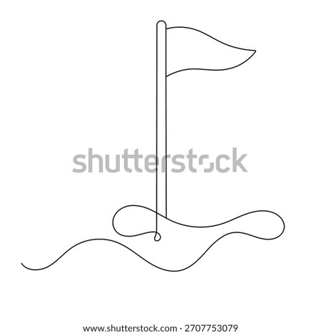 Golf flag line icon in simple minimalist outline vector illustration 