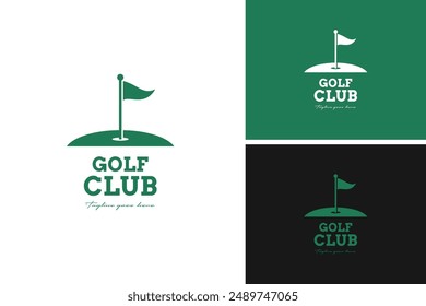 Golf flag logo design vector illustration template idea