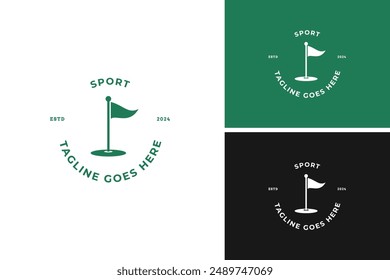Golf flag logo design vector illustration template idea