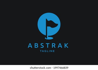 logotipo de bandera de golf por la noche