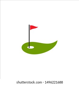 Golf Flag Logo Template. Vector Illustration Icon Design