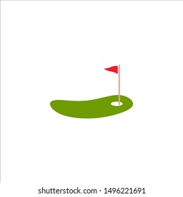 Golf Flag Logo Template. Vector Illustration Icon Design