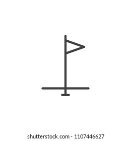 Golf flag outline icon. linear style sign for mobile concept and web design. Sport flag simple line vector icon. Symbol, logo illustration. Pixel perfect vector graphics