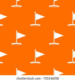 Golf flag pattern repeat seamless in orange color for any design. Vector geometric illustration