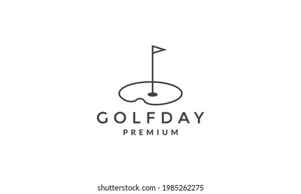 Golf Flag Pole Lines Logo Symbol Vector Icon Illustration Graphic Design