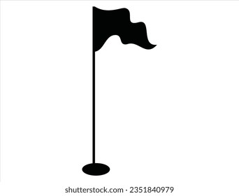 Golf flag silhouette vector art white background