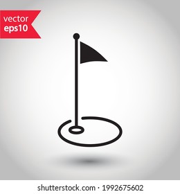 Icono del vector del indicador de golf. Diseño de señas planas con bandera de golf. Pictograma de símbolo de marca