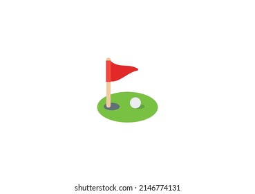 Golf Flag Vector Isolated Emoticon. Golf Flag Icon