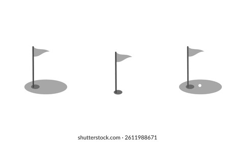Golf flag vector set. Simple set of icon. Black and white  vector. Sport concept. Golf course vector image.