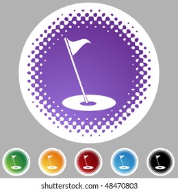 Golf flag web button isolated on a background