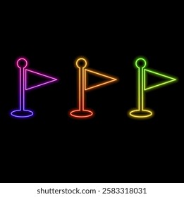 Golf Flagstick Universal Simple Solid Icon. neon style. This icon design is suitable for infographics, web pages, mobile apps, UI, UX, and GUI design