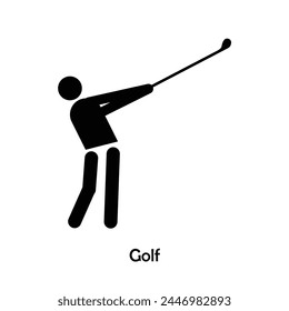 Golf flat black icon vector isolated on white background