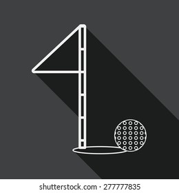 golf flat icon with long shadow, line icon